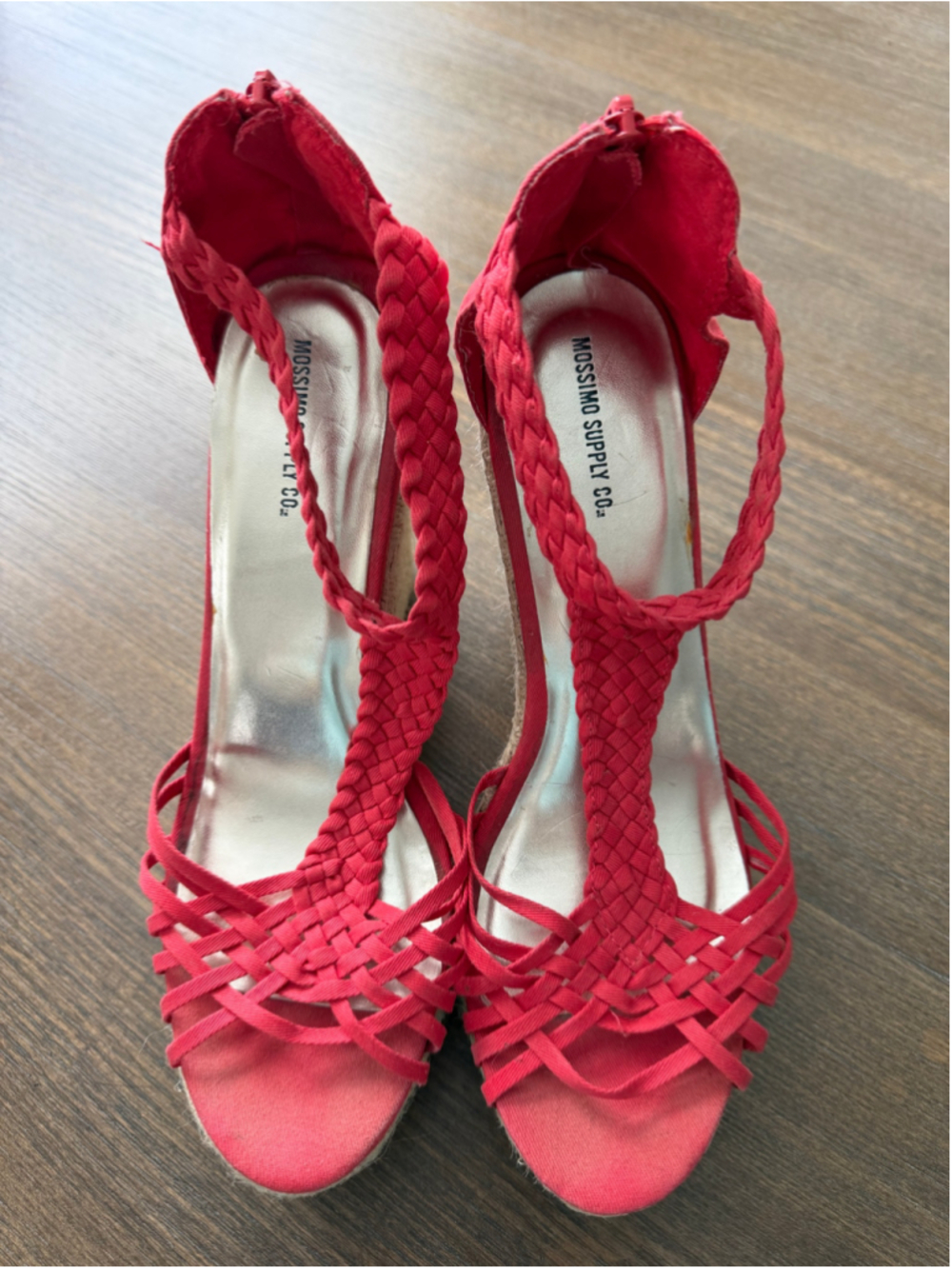 Mossimo Supply Co. Red Braided Espadrille Wedge Sandals Size 10